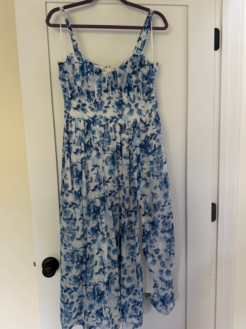 Blue Floral Chiffon Midi Dress - Abercrombie
